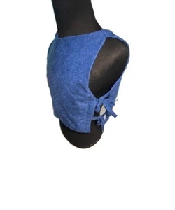 Medium Tie Side Crop Top ladies summer dress top or casual blue rhinestone suede - Afbeelding 1 van 3