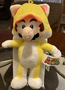 Super Mario Bros Plush Cat Mario Yellow Suit Soft Stuffed plush 8" New With Tag - Picture 1 of 15