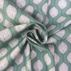 0,5m Poplin Kala, bedr. Baumwollwebware, Ornamente grün, 273909 (12,60 EUR/m) - Bild 1 von 2