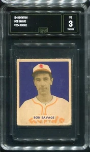 1949 Bowman #204 Bob Savage St. Louis Browns - Rookie Card - Hi # - GMA 3 VG - Picture 1 of 2