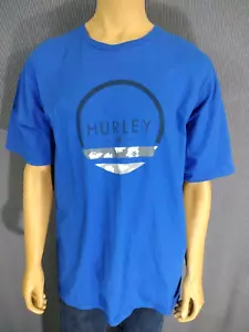 HURLEY T - Camicia Blu Brillante Hurley Grigio Bianco Grafica SS Uomo XL Cotone Nuova - Foto 1 di 8