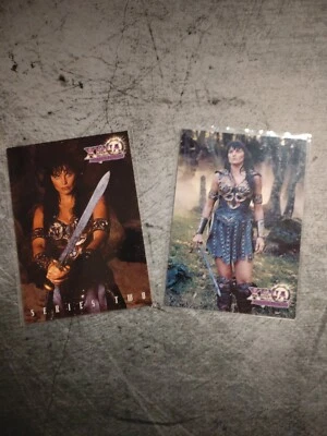 XENA WARRIOR PRINCESS - Promo Cards P1 1997 and P-2 1998 - Lucy Lawless - Topps - Image 1 of 2