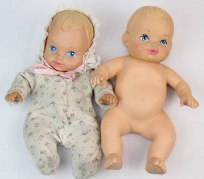 Lot of 2 Vintage 1990 Lauer Toys WATER BABIES 12" DOLLS Blonde Hair Blue Eyes - Image 1 of 4