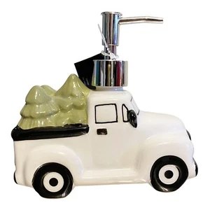 ROBERT STANLEY Home ☆ Christmas Tree in White Truck Ceramic Soap Dispenser ☆ NEW - Picture 1 of 7