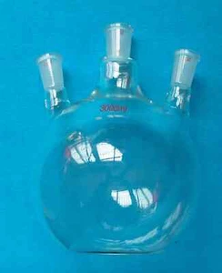 3000ml 24/40 3-Neck Flat Bottom Glass Flask WITH 24/40 GLASS STOPPER - Picture 1 of 11