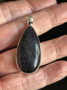 925 Silber großer Mitternachts Sandstein Anhänger / 10,85g - Bild 1 von 6