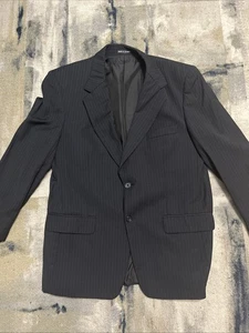 YSL Yves Saint Laurent Men's Blazer 44 R Black Wool Pinstripe Made in Canada VTG - Picture 1 of 18