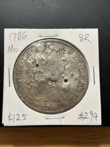 Mexico Spanish Colonial 8 Reales Carol Carolus III 1786 Mo FM Chopmarked - Picture 1 of 2