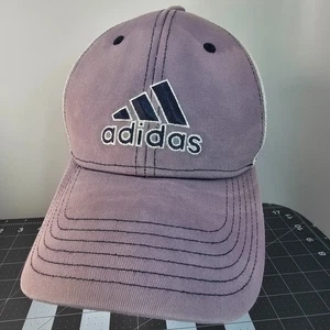 Adidas Mens Pink Logo Embroidery Adjustable Trucker Hat Cap One Size Fit All - Picture 1 of 11
