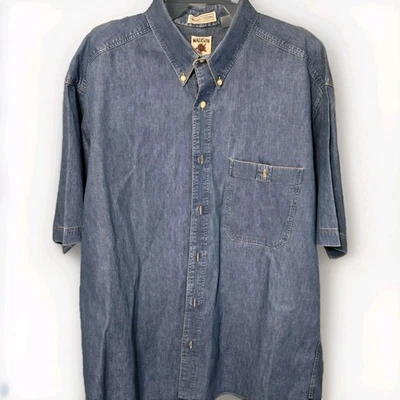 Madison Trader 牛仔衬衫,纽扣短袖,XL — 第 1/4 张图片