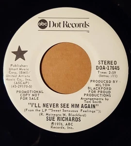 Sue Richards - I'll Never See Him Again - 7", Single, Promo - Near Mint (NM or M - Picture 1 of 2
