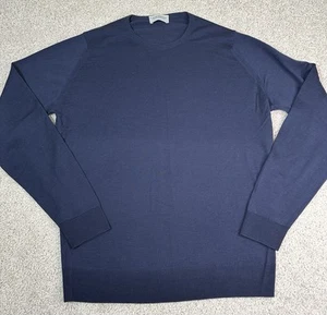 Maglione uomo John Smedley grande blu navy 100% lana - Foto 1 di 9
