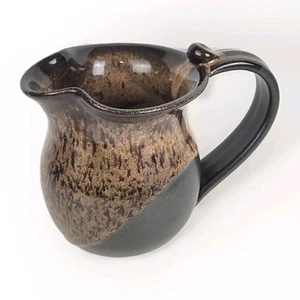 Vintage Stoneware Creamer Pitcher 4"~Brown Drip Glaze~Signed~EUC - Picture 1 of 12