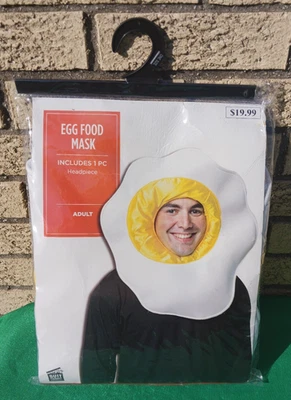 Egg FOOD Face Mask Halloween Costume FACE MASK ONLY One Size Adult Headpiece - Image 1 of 4