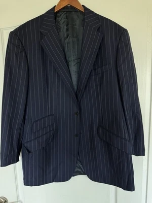 Ralph Lauren Purple Label Sport Coat 44L Pinstripe Wool Two Button Jacket Peak - Image 1 of 4