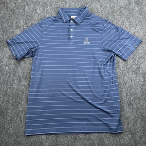 KJUS Polo Shirt Mens Large Blue Striped Old Head Golf Links UPF 50+ Performance - Picture 1 of 10