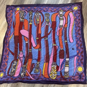 Gauderia Scarf 49" Square Silk HÉCTOR DEL CASTILLO Purple Pink - Picture 1 of 7
