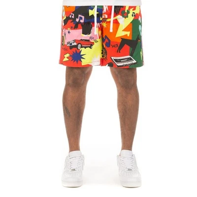 Nwot AKOO Multicolor Graphic Cartooj Ripstop Drawstring Pocket Shorts Mens 38 - Image 1 of 4