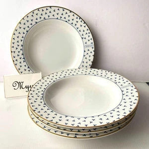 4 pcs TIFFANY & Co. Dancing T Rimmed Soup Bowl 22cm/8.7" Born China - Picture 1 of 9