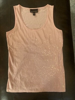 Camiseta sin mangas DANA BUCHMAN rosa lentejuelas frontal talla S pequeña Foto 1 de 4