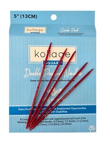 Kollage:: Square® ROT doppelspitz Nadeln Set:: Größen 0-3 US, 5" - Bild 1 von 4