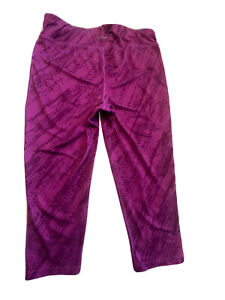 Capri Leggings rosa dunkle Pflaume abstrakte Linien Polyester Stretch von: hinten Gr. S