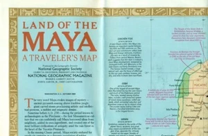 VINTAGE - NATIONAL GEOGRAPHIC MAP - A TRAVELER'S MAP - LAND OF THE MAYA - 1989 - Picture 1 of 2