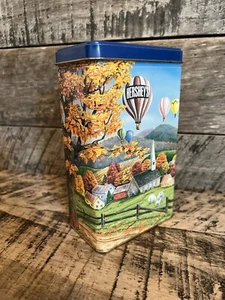 Vintage Hershey Kiss Collector Tin, Fall Farm Hot Air Balloon Metal Box - Picture 1 of 10