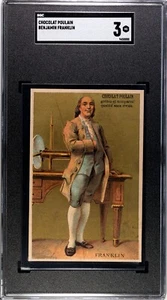 1890s French Chocolat Poulain Trade Card (SGC 3 VG) Benjamin Franklin - Picture 1 of 2