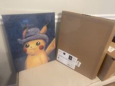 Pokémon x Van Gogh: Pikachu Self-Portrait Grey Felt Hat 16x20 Canvas Wall Art