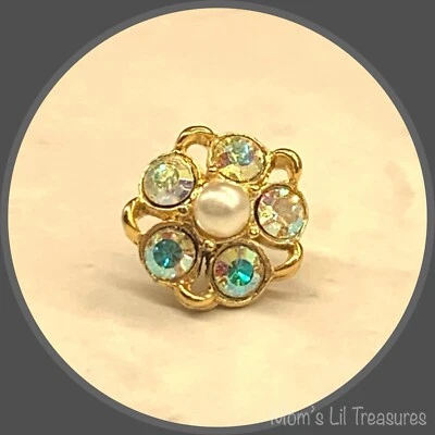 Изящный круглый со стразами искусственного жемчуга лацкан булавка крошечная брошь Tach булавки - Изображение 1 из 4