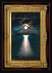 ORIGINAL Oil Painting Handmade Arseni ~ MOON 24" X 16" NO FRAME Artist Art USA - Picture 1 of 11