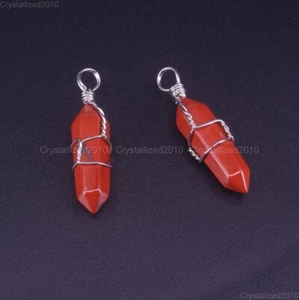 Natural Gemstone Hexagonal Point Reiki Chakra Pendant Necklaces Beads Wire Wrap - Picture 1 of 30