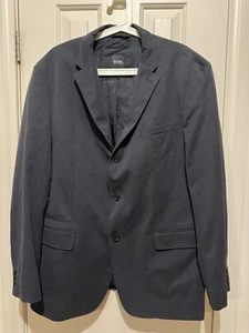 Hugo Boss Mens Suit Jacket Size 56 XXXL Mostly Black Cotton Polyester Button Up - Picture 1 of 7
