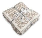  Luxury Fleece Leopard Throw Blanket Super Soft Lightweight 50"x60" Stone/Cream