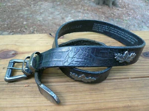 Ender Murat Womens Belt Black Cowhide Oak Leaf Acorn Sterling Silver Plated - Picture 1 of 10