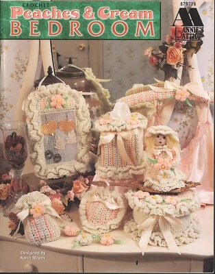ANNIE'S ATTIC 1996 PEACHES CREAM BEDROOM Items 17 CROCHETED DESIGNS Karin Strom - Image 1 of 2