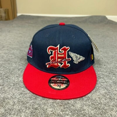Gorra de béisbol Houston Black Eagles para hombre 7 3/8 ajustada azul rojo liga negra Foto 1 de 4