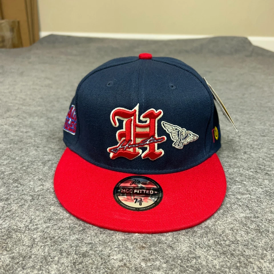 Gorra de béisbol Houston Black Eagles para hombre 7 3/8 ajustada azul rojo liga negra Foto 1 de 4