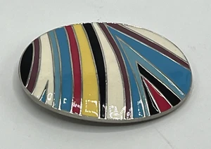 Vintage DISCO NEW WAVE RAVE ZEBRA Enamel Oval Silver Tone Belt Buckle Unisex - Picture 1 of 3