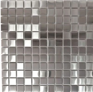 Mosaikfliese Edelstahl Silber Stahl Quadrat Wand Küche Bad 129-23D_f | 10 Matten - Picture 1 of 12
