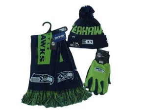 Authentic Licensed Apparel NFL Seattle Seahawk Logo Knit Ski Gloves Scarf (1976) - Picture 1 of 10