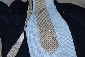 Corbata STEFANO RICCI Oro Amarillo Azul Rayas 63" x 3.75" - Imagen 1 de 3