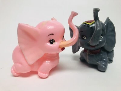 2 Vtg Wilton Plastic Celluloid Elephant Cake Toppers Hong Kong 3” - Image 1 of 4