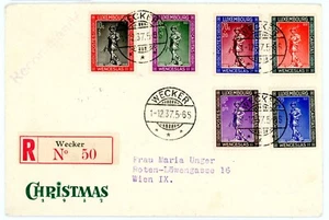 Lussemburgo B79-B84 Registrato 1937 Natale FDC a Vienna SUPERBO - Foto 1 di 2