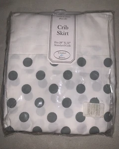 100% Cotton Crib Skirt, White with Gray Dots - Picture 1 of 2