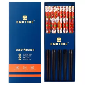 Chinesische Holz Essstäbchen Stäbchen Chopsticks 5 Paar/Set - Pfingstrose - Bild 1 von 14