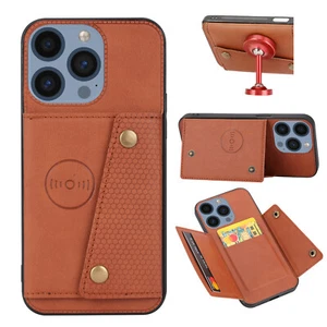 For Various Phone Car Magnetic Holder Stand Wallet Card Bag Hot Case Cover Back - Picture 1 of 13