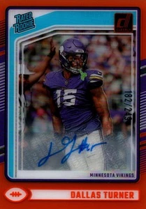 Dallas Turner #63 2024 Panini Clearly Donruss RATED ROOKIE ORANGE AUTO /249 RC - Foto 1 di 2