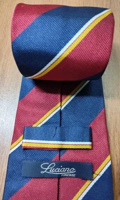 Luciano Firenze Men's Tie Silk Italy REPP Striped 58x3.5" Necktie - Image 1 of 4
